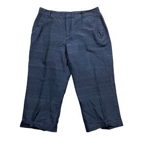 Lauren Ralph Lauren 8 Navy 100% Silk‎ Pockets Zipper Pedal Pushers Ankle Pants